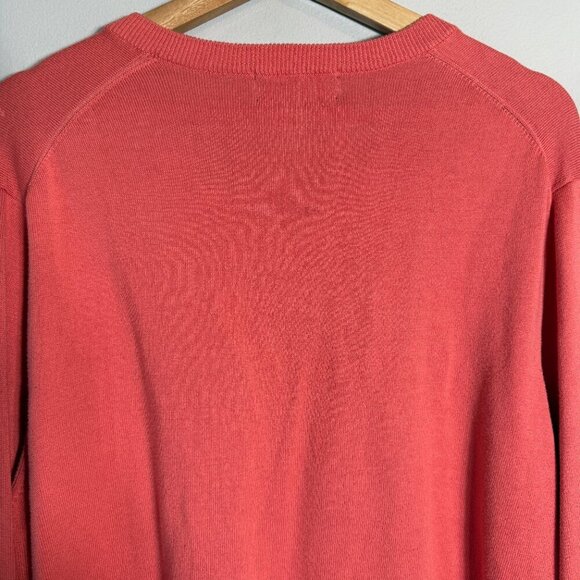 Brooks Brothers Pima Cotton V-Neck Knit Sweater Mens Large Orange Preppy Classic - Picture 9 of 10